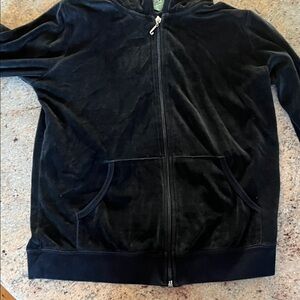 Plush Black Velvet Zip Hoodie